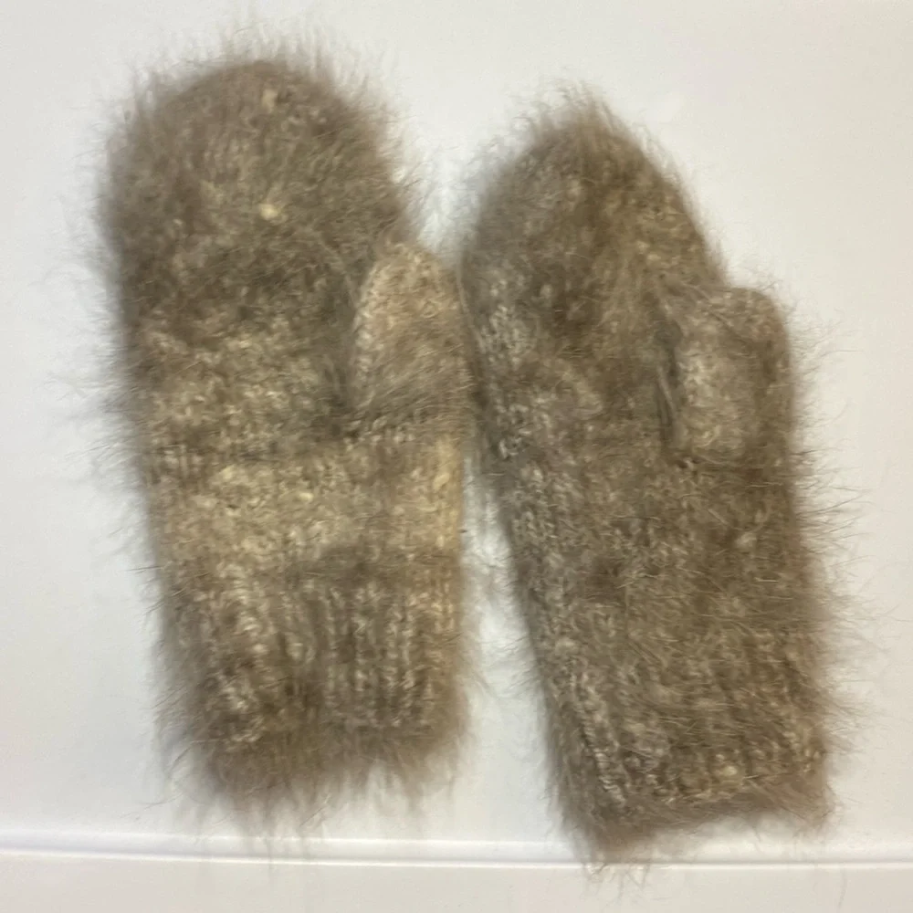 Handknitted Angora Mittens
